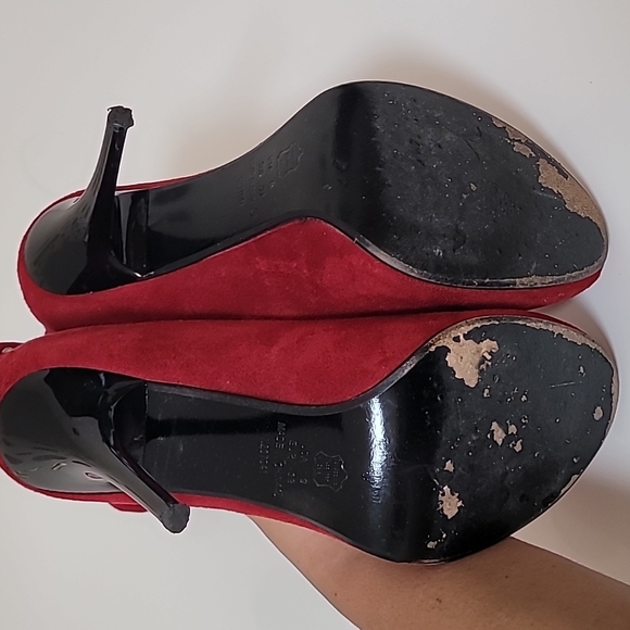 Nina Bazeel Red Stretch Microfiber Rhinestone Booties - Picture 7 of 8